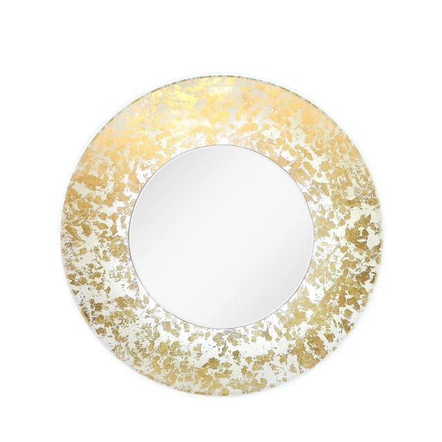 Mid-Century Modernist Round 24 Karat Gold Leaf Illuminated Murano Glass Mirror For Sale - Image 13 of 17