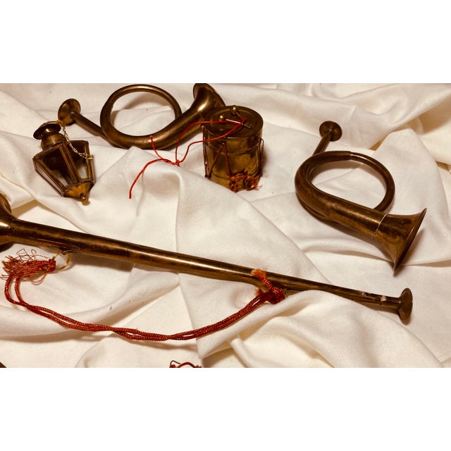 Metal Vintage Collection of Holiday Brass Musical Instruments Ornaments Decorations For Sale - Image 7 of 8