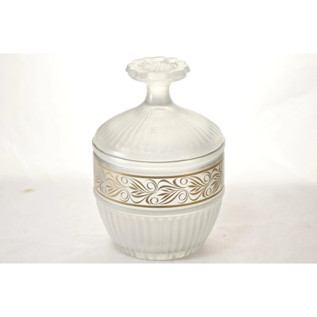Fluted Frost Glass Jar For Sale - Image 4 of 4