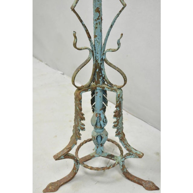 Antique Gothic Renaissance Wrought Iron Italian Candle Holder Candelabra - Pair For Sale - Image 11 of 14