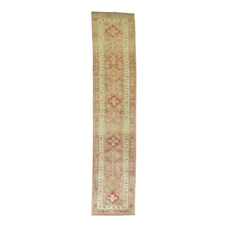Vintage Primitive Soft Pink Turkish Runner - 2'8" x 12'7" For Sale