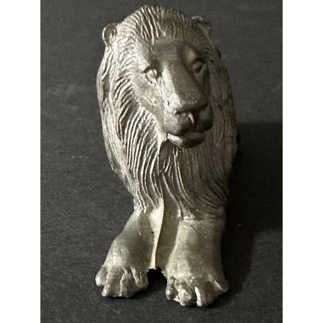 1970s Vintage 1977 Pewter Lion Figurine For Sale - Image 5 of 11