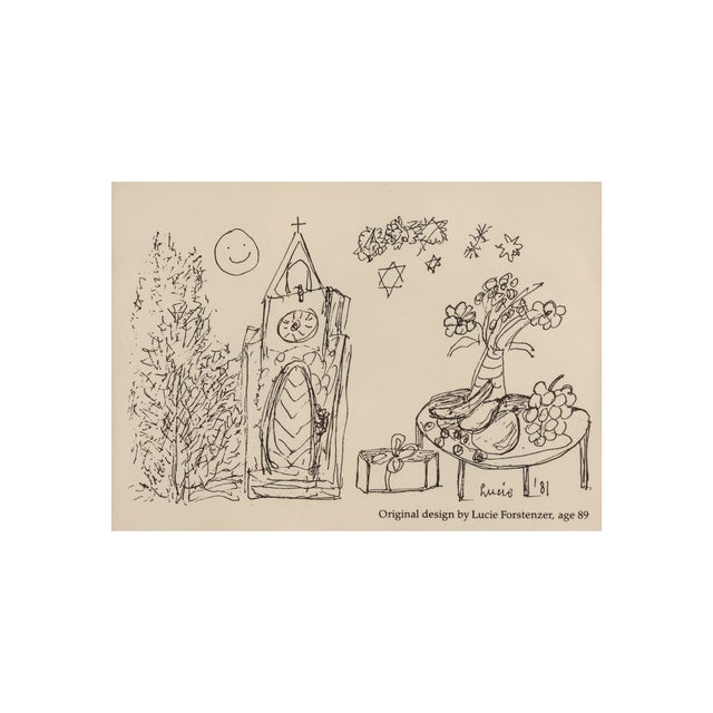 A touching and deeply personal framed line drawing by Lucie Forstenzer, inscribed in the image as an “Original design” and...