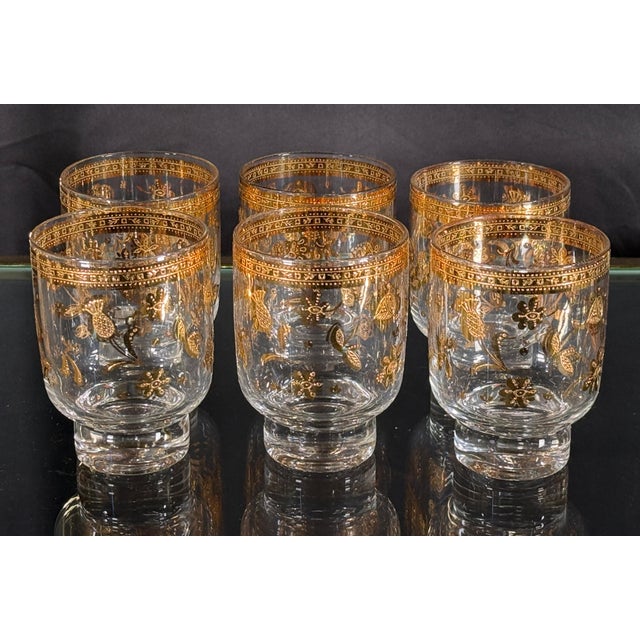 c.1960's Culver Chantilly 22k Gold Footed Rocks Glasses - Set of 6 For Sale In Providence - Image 6 of 7