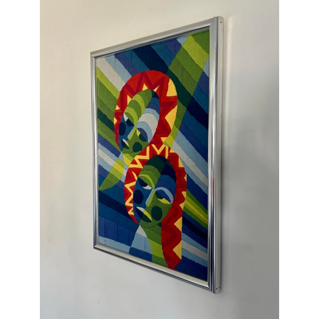 1960s La Nouvelle Tapisserie Dmc, French Mid Century Modern Needle Point Tapestry For Sale - Image 4 of 6