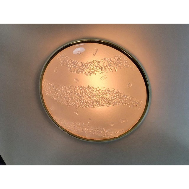 Hollywood Regency Vibea Quadra Ceiling Lamp in Ice Glass and Brass, 1970s For Sale - Image 3 of 18