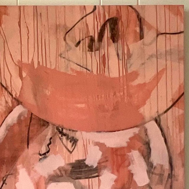 Vintage Signed Abstract Expressionist Pink & Coral Oil Painting For Sale - Image 12 of 14
