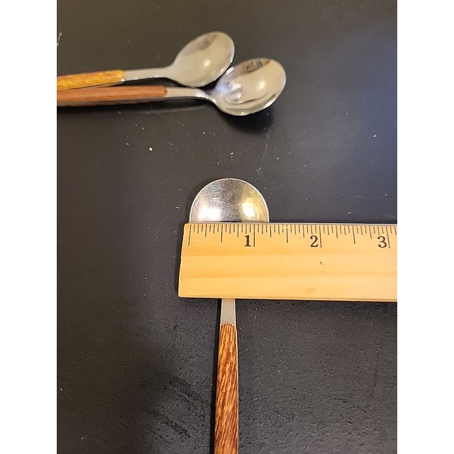 Wood Vintage MCM Tea Spoon Stainless Steel Teak Wood Handle Japan For Sale - Image 7 of 8