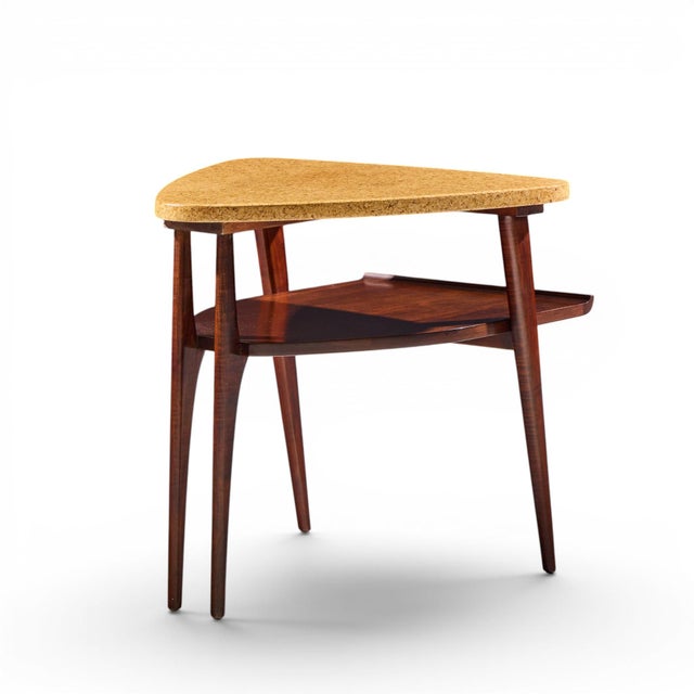 Mid-Century Modern Paul Frankl for Johnson Furniture Mid Century Cork and Mahogany Side End Table For Sale - Image 3 of 9