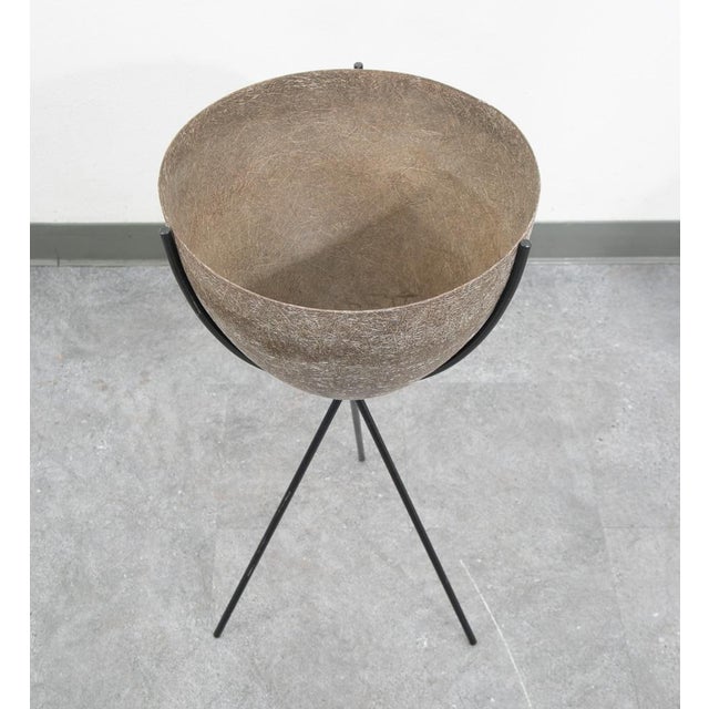 Mid Century Modern Planter Kimball Bullet Round Atomic Plant Stand Brown MCM For Sale - Image 10 of 12