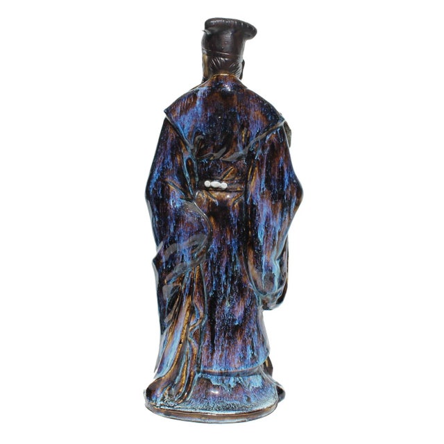 Chinese Ceramic Blue Glaze Historic ZLarge Liang Figure For Sale - Image 4 of 7