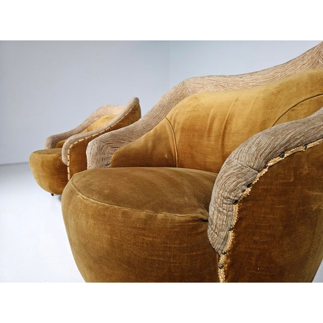 Gio Ponti attributed armchairs for Casa e Giardino, Italy, 1950s. Pair of armchairs or lounge chairs with gently curved...