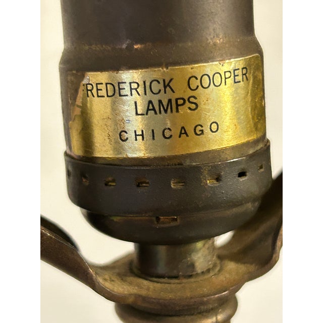 Vintage Frederick Cooper French Opaline Glass Column Table Lamp With Brass Base For Sale - Image 9 of 10