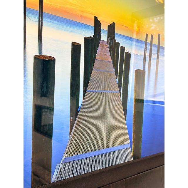 Blue Jeff Mitchum “Essence” Framed Panoramic Landscape Photo on Glass For Sale - Image 8 of 10