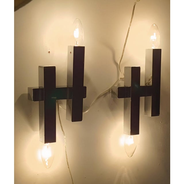 Gaetano Sciolari Chromed Wall Lamps by Gaetano Sciolari, Italy, 1970s, Set of 4 For Sale - Image 4 of 7