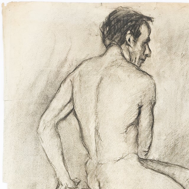 Academic Male Figure Study and Seated Male Nude - Brown C. 1915 For Sale - Image 10 of 18