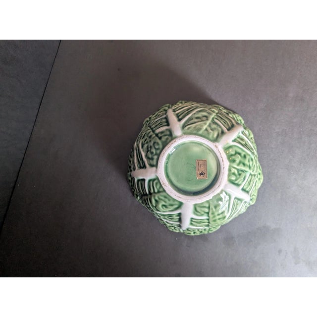 1990s Vintage Bordallo Pinheiro Majolica Cabbage Leaf Large Tureen With Ladle For Sale - Image 5 of 5