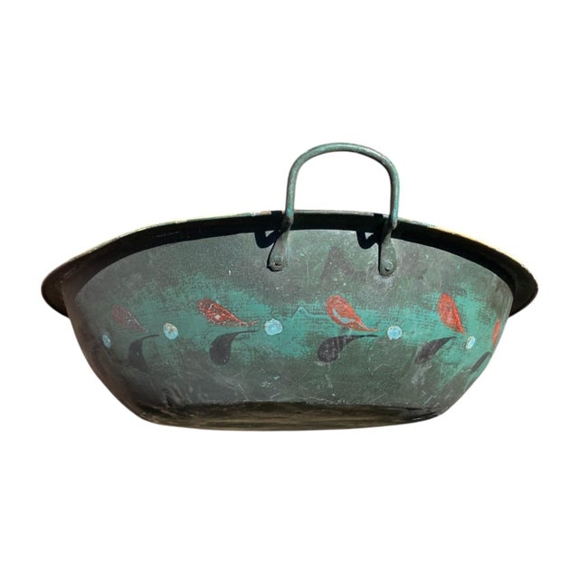 Peter Ompir Signed Tin Bowl Large 17" Rooster Folk Art Hand Painted Toleware For Sale In San Francisco - Image 6 of 6