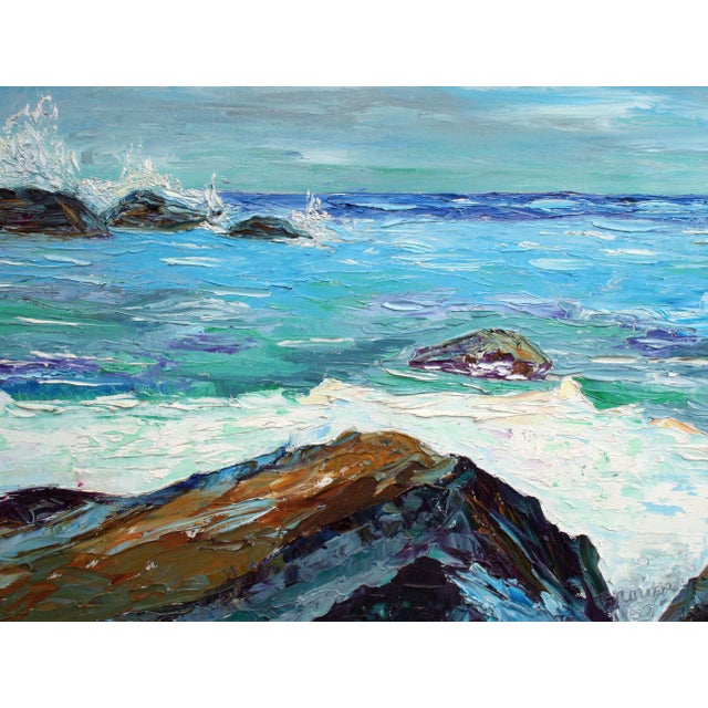 Modern Carmel by the Sea "Near Point" 1969 Seascape T. Brown Monterey For Sale - Image 3 of 8