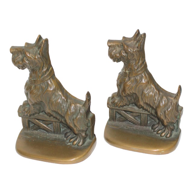 Scotty Dog Bookends 1930s Bronze - The Pair For Sale