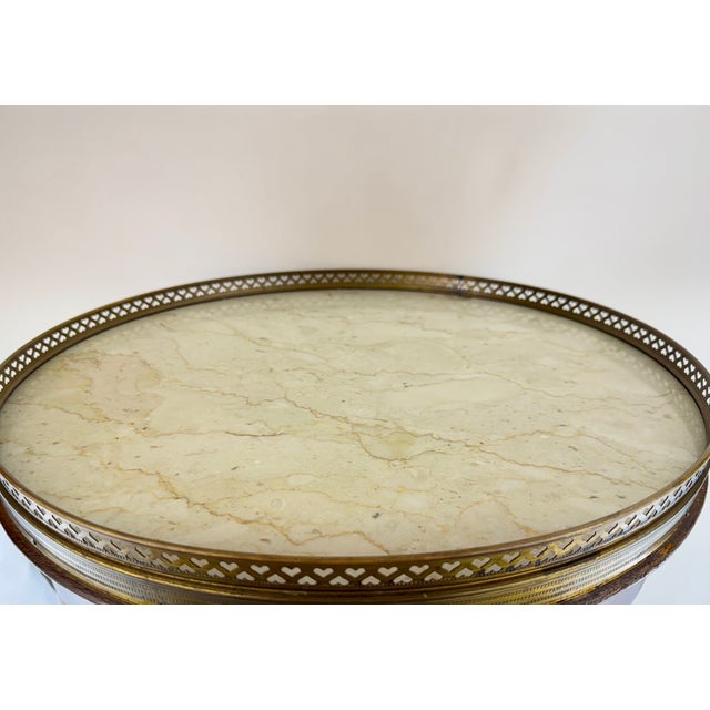 Vintage Mid 20th Century Louis XVI Style Mahogany Marble Top Guéridon Side Table For Sale - Image 9 of 13