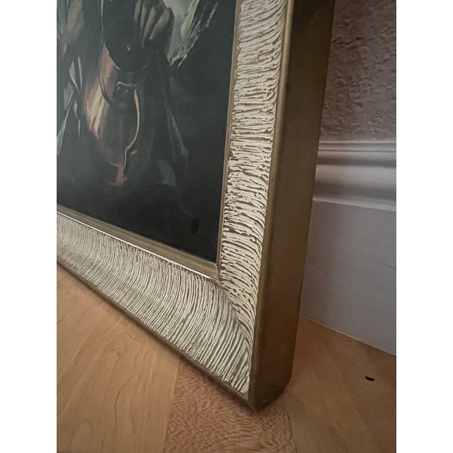 Early 20th Century Vintage Lithograph European Man in Hat With Cane and Copper Pot For Sale - Image 5 of 7