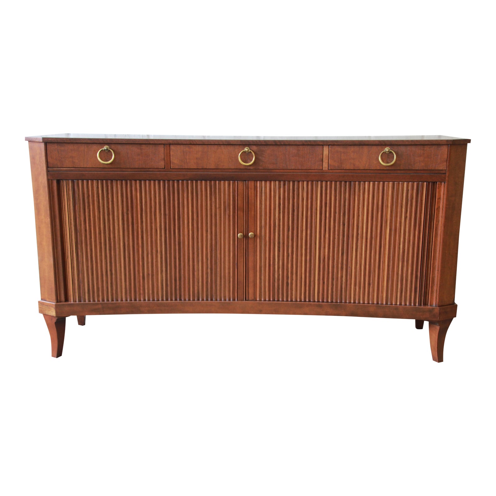 Baker Furniture Regency Style Curved Front Tambour Door Sideboard