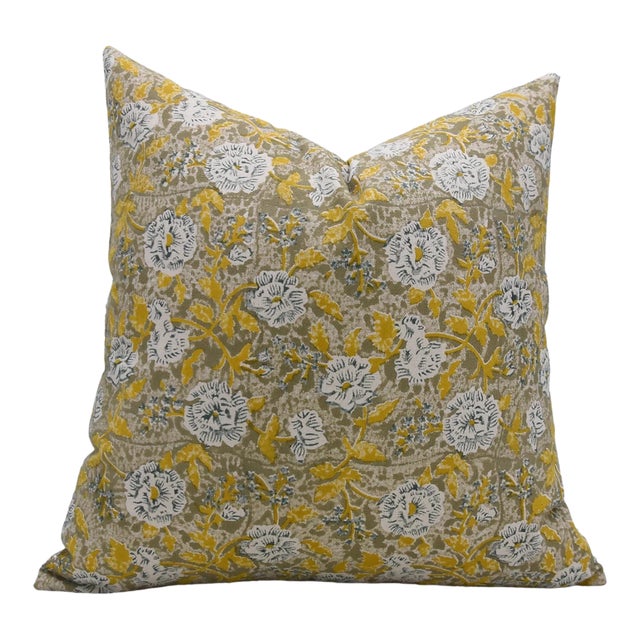 Fabdivine Handmade Block Printed Cushion Cover 24x24 Inch Duck Canvas-Rameshwaram For Sale