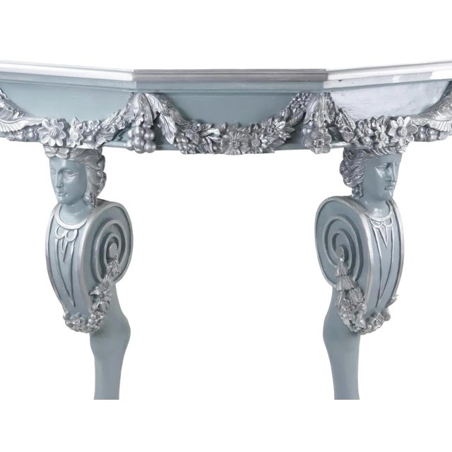 Pair of Vintage Silver and Gray Rococo-Style Side Tables/Console Tables For Sale - Image 10 of 12