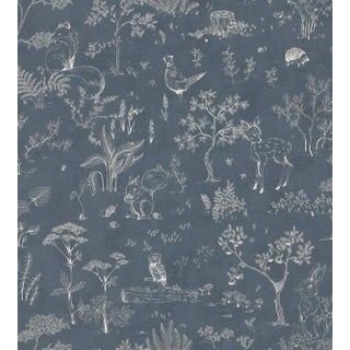Sample - Sandberg for The House of Scalamandré Hollie Wallcovering, Dark Blue For Sale