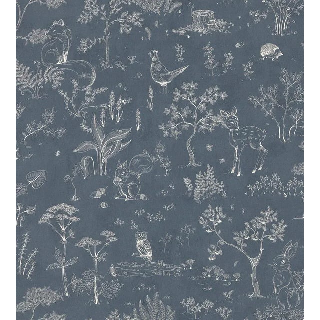 Sample - Sandberg for The House of Scalamandré Hollie Wallcovering, Dark Blue For Sale