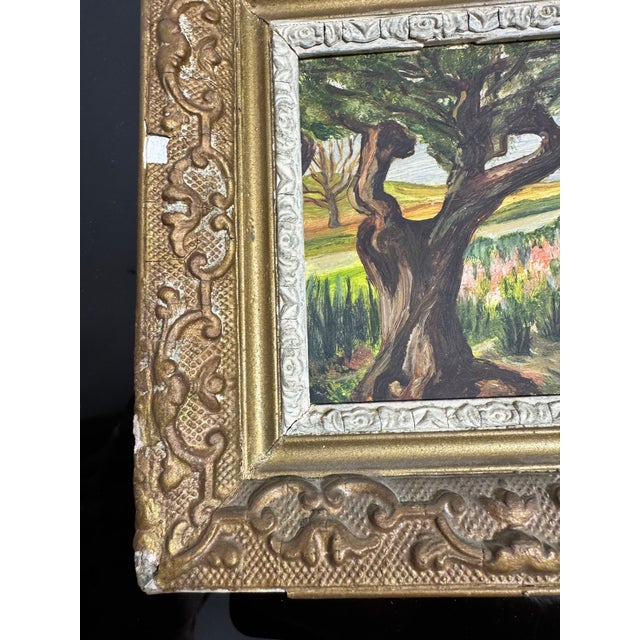 Green Vintage Miniature French Country Painting For Sale - Image 8 of 15