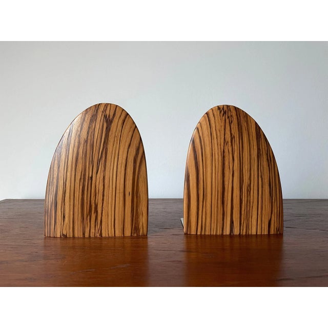 Zebrano Brass Bookends, 1960s, Set of 2 For Sale - Image 4 of 5