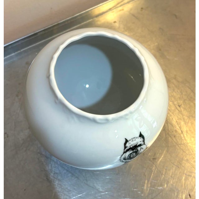 White/Black Ceramic Shih Tzu Footed Planter/Bowl For Sale - Image 4 of 5