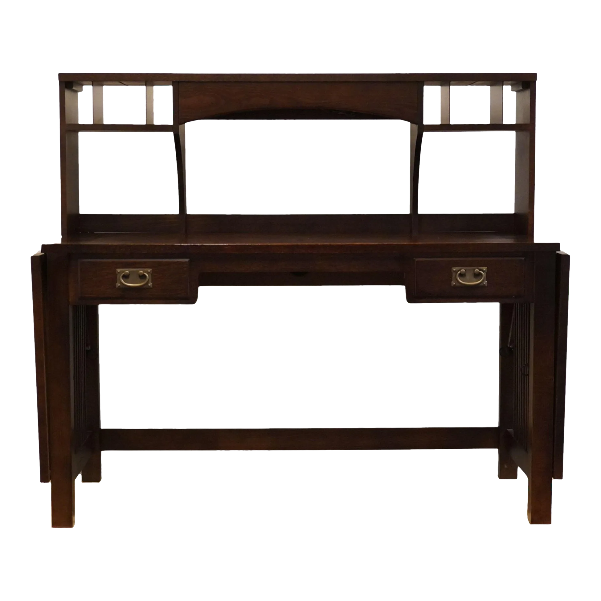 Bassett Furniture Contemporary Mission Style 56″ Office Desk / Credenza W.  Drop Leaves | Chairish