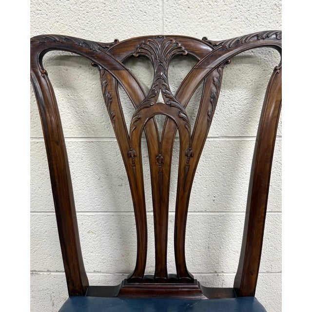 Vintage English Chippendale Style Carved Mahogany Dining Chairs - Set of 8 For Sale - Image 10 of 12