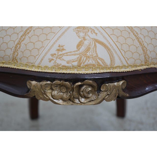 Pair Antique French Victorian Upholstered Parlor Chairs For Sale - Image 10 of 12