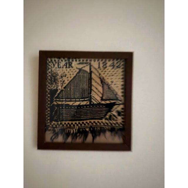 Coastal Antique Textile Fragment, Framed For Sale - Image 3 of 8