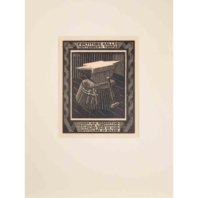 Woodcut print realized by escher for the series "emblemata", and published in 1931. On hollande van gelder paper. Edition...