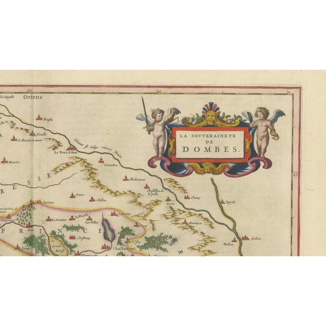 Map of Dombes, Lyonnais and Bresse from Blaeu, France, 1642 For Sale - Image 6 of 10