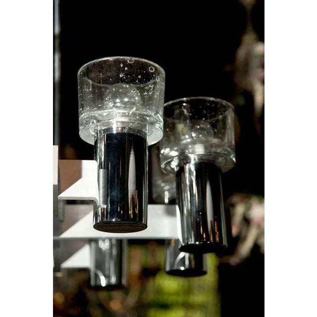 Modern Lightolier Chrome and Glass Chandelier For Sale - Image 3 of 8