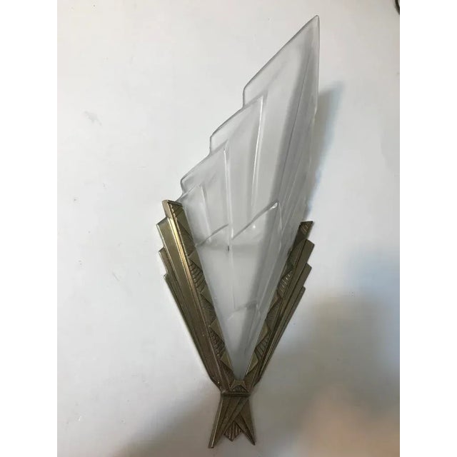 Art Deco French Art Deco Wall Sconces Signed by Degue - a Pair For Sale - Image 3 of 10