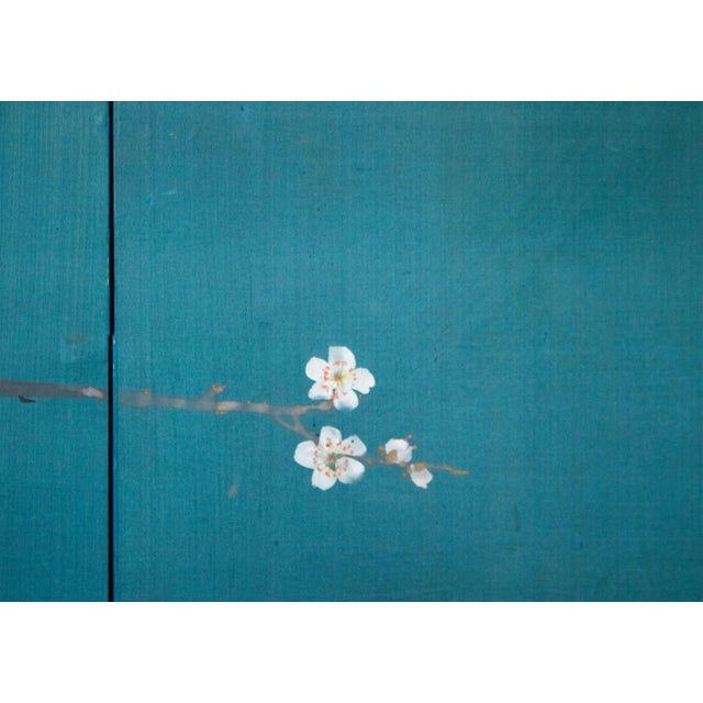 C. 1970s Japanese Style Silk Screen "Blossoming Cherry Tree" For Sale - Image 12 of 18