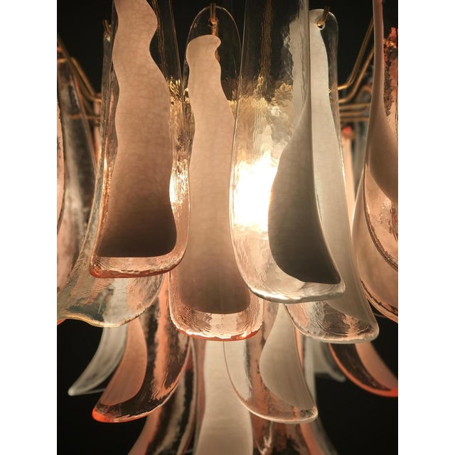Murano Glass Pink and White Lattimo Chandelier, 1980s For Sale - Image 11 of 13