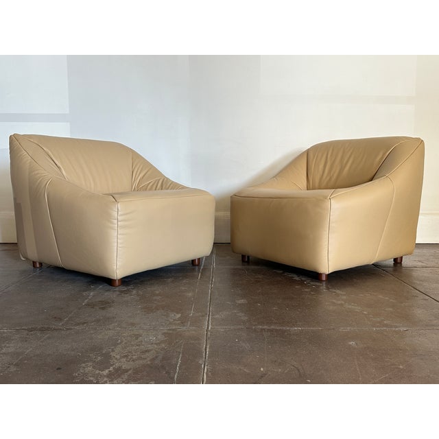 Vintage 1980's Post Modern Leather Lounge Chairs For Sale - Image 11 of 12