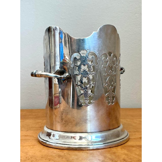 Silver Vintage English Pierced Silver Plate Wine Holder For Sale - Image 8 of 12