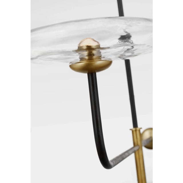 2020s Ian K. Fowler for Visual Comfort Signature Calvino Large Arched Chandelier in Aged Iron & Hand-Rubbed Antique Brass with Clear Glass For Sale - Image 5 of 8