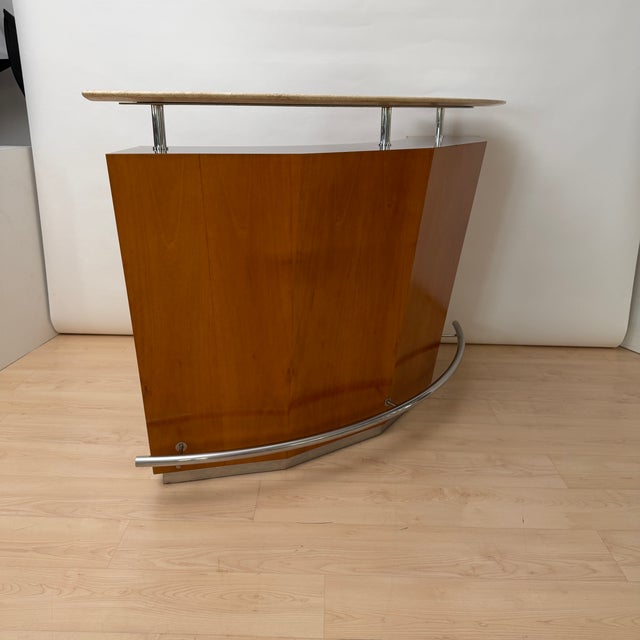 Wood Mid-Century Bar Counter in Teak Wood, Metal and Travertine, Italy, 1970 For Sale - Image 7 of 18