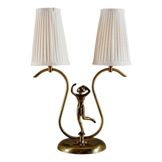 Swedish Modern Brass Table Lamp, 1940s For Sale