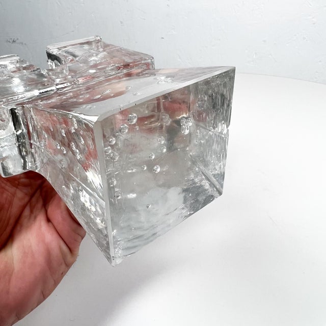 Glass Modern Art Glass Tower Dual Candle Holder Mikasa Walther West Germany For Sale - Image 7 of 9